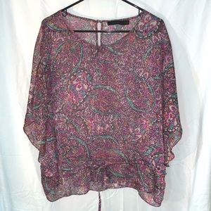 Sheer poncho style, paisley blouse, Limited, size M
